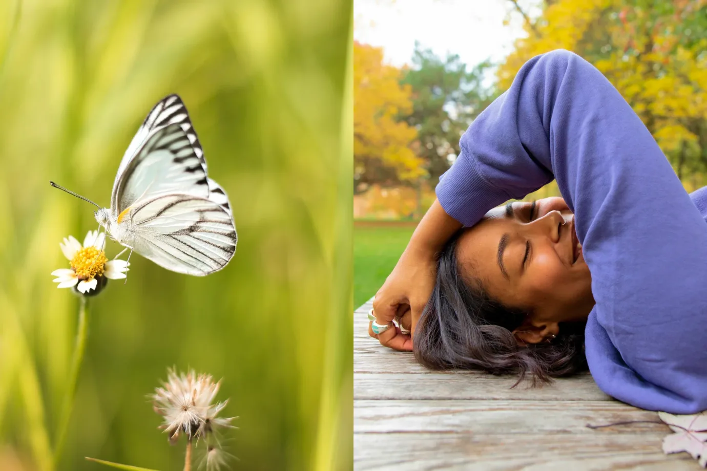 a girl enjoing the sun in the fields