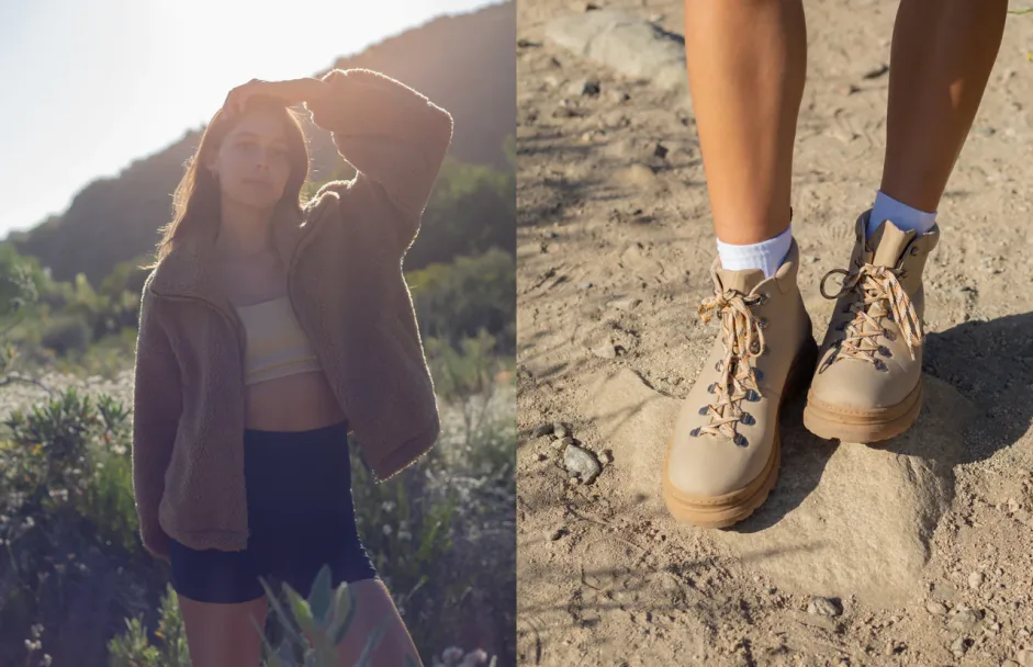 a girl with beige weekend boots
